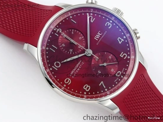 MIROTIME 0311 Reliable Portuguese Chrono IW3716 Z+F 1:1 Best Edition Red Dial on Red Rubber Strap A 7015